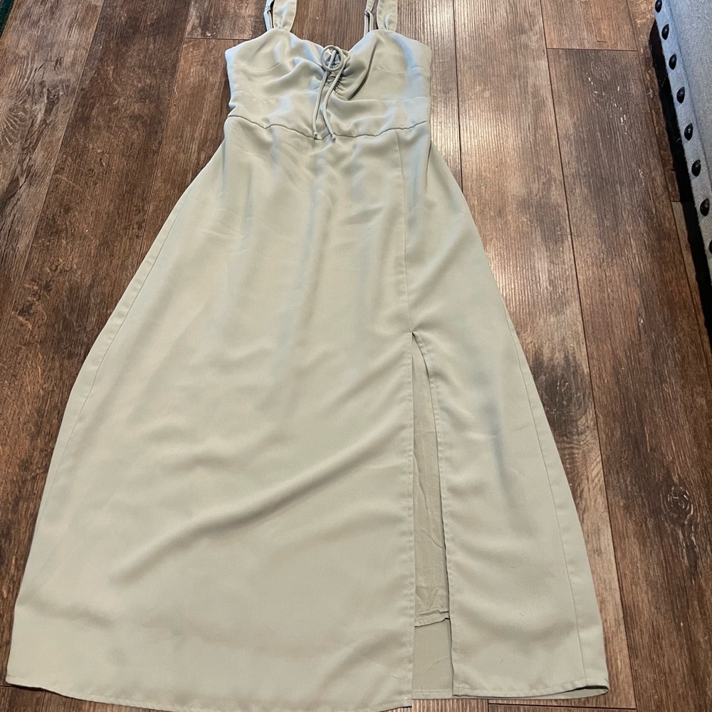 Blue Rain Green Ruffled Midi Sundress